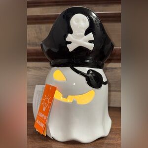 Super Cute 🥰 LED Lights Ceramic Pirate 🏴‍☠️ Ghost 👻 9”1/2 Halloween Decor -New
